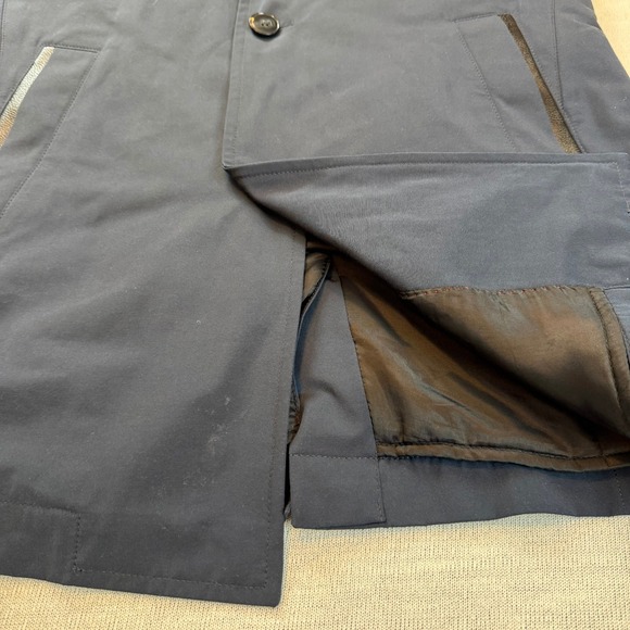 HUGO BOSS Men's Navy Blue Trench Coat Full Length Modern Classic Style Size 40R - Picture 10 of 16